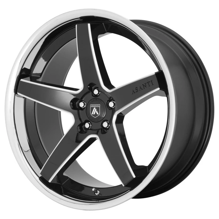 Asanti Wheels® - ABL-31 REGAL Gloss Black with Milled Accents and Chrome Lip (20"x10.5", Offset: 38 mm, Bolt Pattern: 5x114.3, Hub Bore: 72.56 mm)