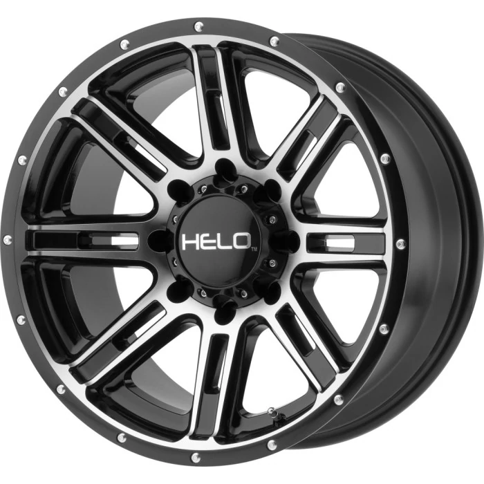 Helo Wheels® - HE900 Gloss Black with Machined Face (18"x9", Offset: 0 mm, Bolt Pattern: 5x139.7, Hub Bore: 78.1 mm)