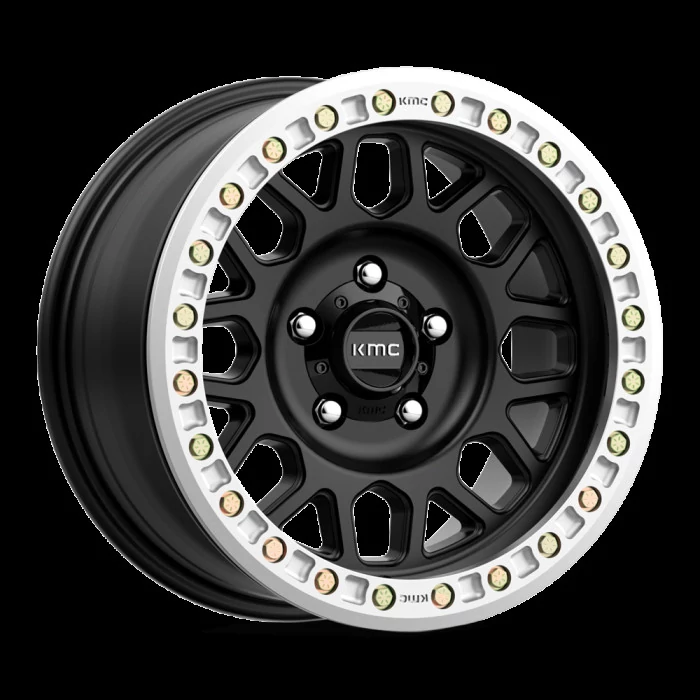 KMC Wheels® - KM234 GRENADE DESERT BEADLOCK Satin Black (17"x8.5", Offset: 0 mm, Bolt Pattern: Blank, Hub Bore: 72.56 mm)