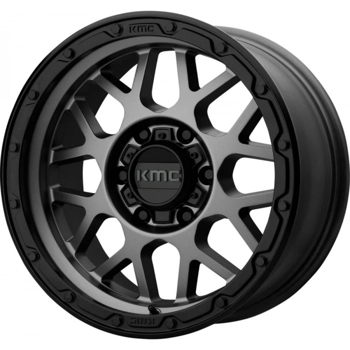 KMC Wheels® - KM535 GRENADE OFF-ROAD Matte Gray with Matte Black Lip (20"x9", Offset: 18 mm, Bolt Pattern: 5x127, Hub Bore: 71.5 mm)