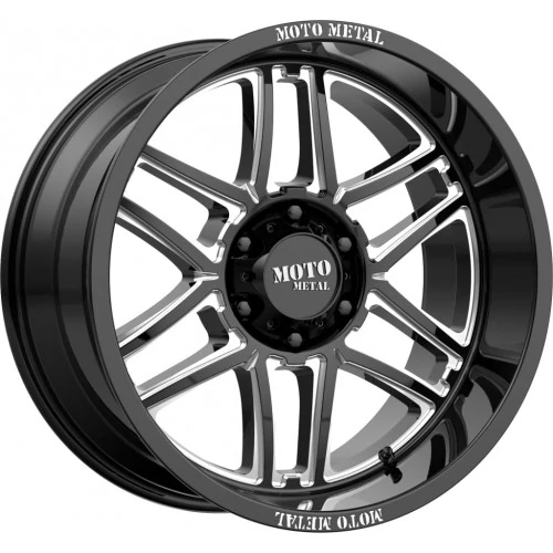Moto Metal - Folsom Gloss Black Milled (20" X 10" ,Offset : -18 ,Bolt Pattern : 5" X 127" ,Hub Bore : 71.50Mm)