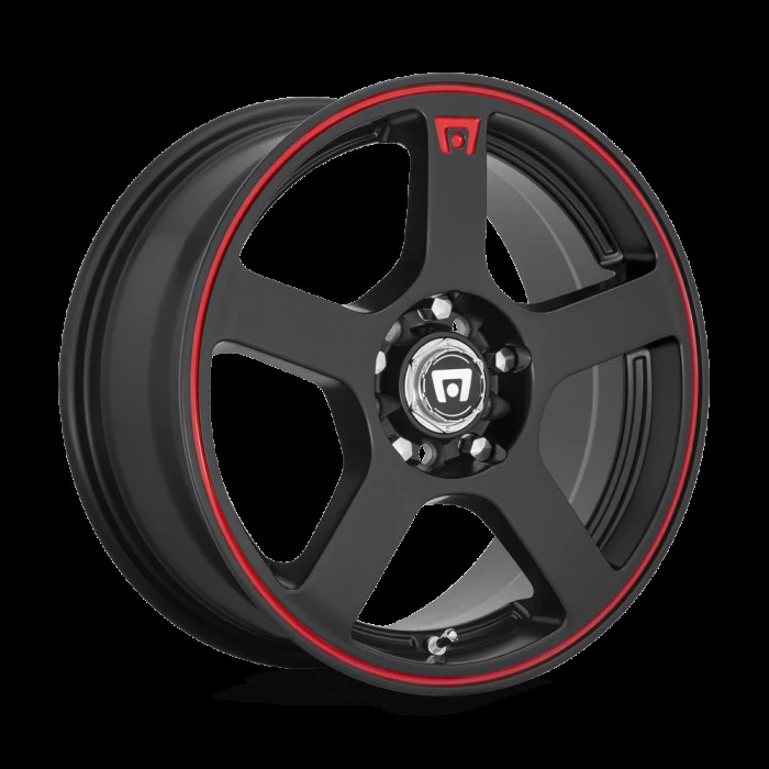 Motegi Racing® - MR116 FS5 Matte Black with Red Stripe (15"x6.5", Offset: 40 mm, Bolt Pattern: 4x108/114.3, Hub Bore: 72.56 mm)