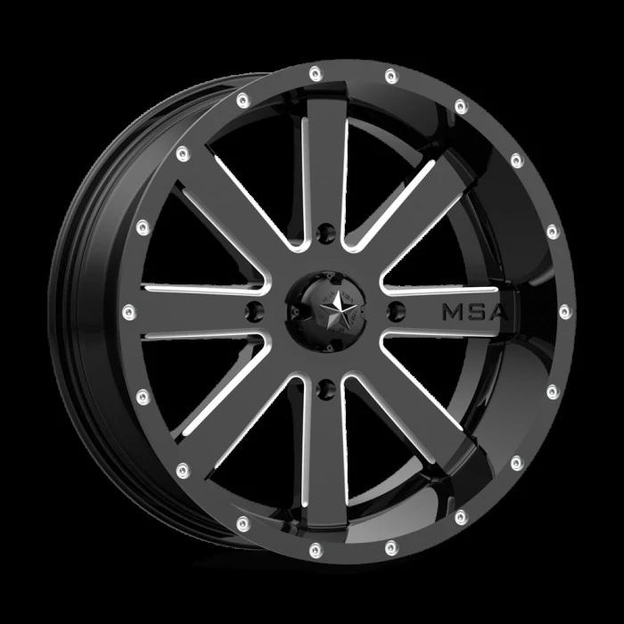 MSA Offroad® - M34 FLASH Gloss Black with Milled Accents (18"x7", Offset: 0 mm, Bolt Pattern: 4x156, Hub Bore: 132 mm)