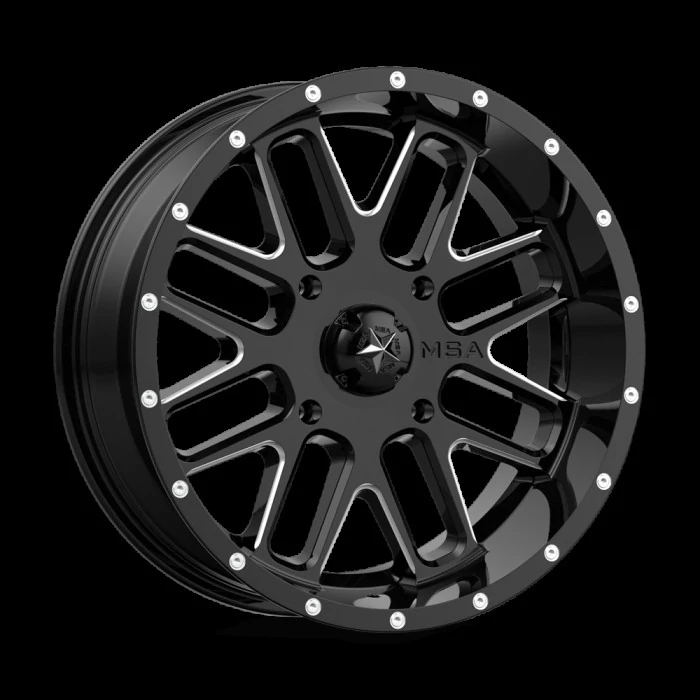 MSA Offroad® - M35 BANDIT Gloss Black with Milled Accents (18"x7", Offset: 0 mm, Bolt Pattern: 4x156, Hub Bore: 132 mm)