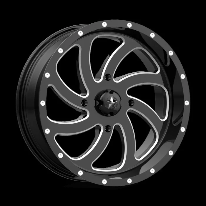 MSA Offroad® - M36 SWITCH Gloss Black with Milled Accents (20"x7", Offset: 0 mm, Bolt Pattern: 4x156, Hub Bore: 132 mm)