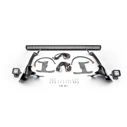 ZROADZ® - Front Roof LED Kit with 50" LED Straight Double Row Light Bar, 2 3" LED Pod Lights and Universal Wiring Harness